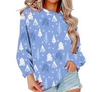 Divertente felpa natalizia stampata da donna alla moda casual comoda stampata a maniche lunghe per feste quotidiane regali di Natale, Viola, L