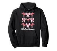 Divertente Fenicottero Ragazza Mamma Rosa Coquette Bow What Up Flockers Felpa con Cappuccio