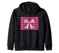 Divertente Fenicottero Ragazza Mamma Rosa Coquette Bow What Up Flockers Felpa con Cappuccio
