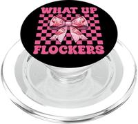 Divertente fenicottero ragazza mamma rosa Coquette Bow What Up Flockers PopSockets PopGrip per MagSafe