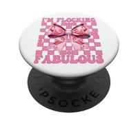 Divertente fenicottero ragazza mamma rosa coquette I'm Flocking Fabulous PopSockets PopGrip Adesivo