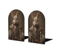 Divertente fermalibri a forma di coniglio, con spada samurai, per mensole, 2 pezzi, in legno, per casa, ufficio, biblioteche