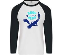 Divertente Festa Del Papà È il Mio Supereroe Uomo L/S Baseball T-Shirt