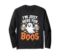 Divertente Festa di Halloween con Scritta I'm Just Here for The Boos Beer Ghost Maglia a Manica