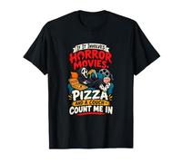 Divertente Film Horror Pizza Couch Movie Night Maglietta
