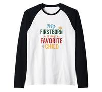 Divertente Firstborn è Il Mio Bambino Preferito Sarcastico Maglia con Maniche Raglan