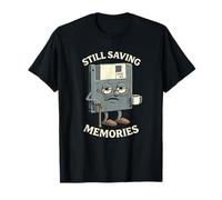 Divertente Floppy Disk Still Saving Memories Retro Tech Joke Maglietta