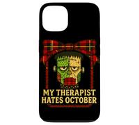 Divertente Frankenstein Il mio terapeuta odia ottobre Halloween Desi Custodia per iPhone 13