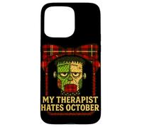 Divertente Frankenstein Il mio terapeuta odia ottobre Halloween Desi Custodia per iPhone 15 Pro Max