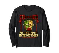 Divertente Frankenstein Il Mio terapeuta Odia Ottobre Halloween Desi Maglia a Manica