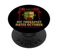 Divertente Frankenstein Il mio terapeuta odia ottobre Halloween Desi PopSockets PopGrip Adesivo