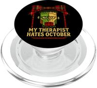 Divertente Frankenstein Il mio terapeuta odia ottobre Halloween Desi PopSockets PopGrip per MagSafe