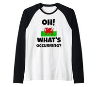 Divertente gallese dicendo Galles Dragon Oh! Cosa sta succedendo? Slang Maglia con Maniche Raglan