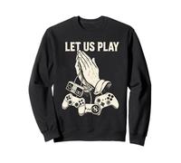 Divertente Gamer Gioco di Parole Mani in Preghiera Videogioco Umorismo Retro Console Felpa
