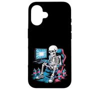 Divertente Gamer Skeleton Gaming Chair Video Game Energy Drink Custodia per iPhone 16