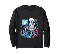 Divertente Gamer Skeleton Gaming Chair Video Game Energy Drink Maglia a Manica