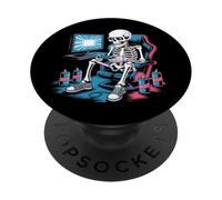 Divertente Gamer Skeleton Gaming Chair Video Game Energy Drink PopSockets PopGrip Adesivo