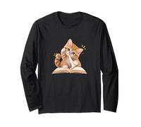 Divertente Gattino Che Legge Il Topo di Biblioteca Torna a Scuola Maglia a Manica