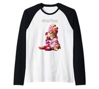 Divertente Gattino Dopo Il Bagnetto Maglia con Maniche Raglan