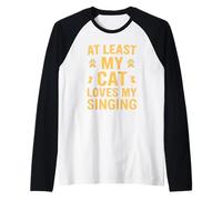Divertente gatto amante dei gattini cantando scherzo madri padri amici Maglia con Maniche Raglan
