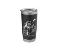 Divertente Gatto Astronauta Luna Atterraggio Victory Selfie con Terra Bicchiere termico in acciaio inox doppia parete
