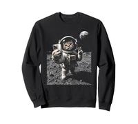 Divertente Gatto Astronauta Luna Atterraggio Victory Selfie con Terra Felpa