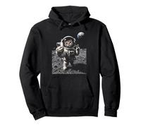 Divertente Gatto Astronauta Luna Atterraggio Victory Selfie con Terra Felpa con Cappuccio