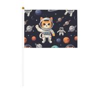 Divertente gatto astronauta stampa convenienza bandiera palmare versatile bandiere palo feste sfilate decorazioni vacanza