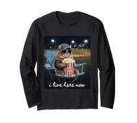 Divertente Gatto Baseball Mamma io Vivo Qui Ora Maglia a Manica