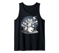 Divertente Gatto Batterista Gatto Che Gioca la Batteria Canotta