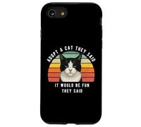 Divertente gatto bianco nero adotta un gatto che dicevano umorismo sarcastico Custodia per iPhone SE (2020) / 7 / 8