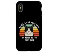 Divertente gatto bianco nero adotta un gatto che dicevano umorismo sarcastico Custodia per iPhone X/XS