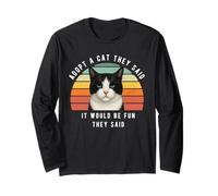 Divertente gatto bianco nero adotta un gatto che dicevano umorismo sarcastico Maglia a Manica