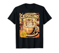 Divertente Gatto caffè Cappuccino Barista Vintage Comic Art Maglietta