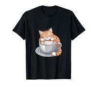 Divertente Gatto caffè Latte Art Gattino Coccole Design Carino Maglietta