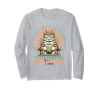Divertente gatto che beve cocco retrò estate spiaggia uomo donna bambini Maglia a Manica