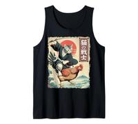 Divertente Gatto Che cavalca Il Gatto Giapponese Ukiyo-e Art Samurai Canotta