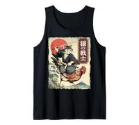 Divertente Gatto Che cavalca Il Gatto Giapponese Ukiyo-e Art Samurai Canotta