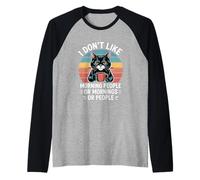 Divertente Gatto Che Dice Che Non Mi Piace Mattina Donne Uomini Maglia con Maniche Raglan