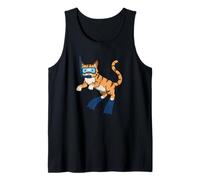 Divertente Gatto Che Fa Snorkeling con Disegno di Cartoni Animati Carino subacqueo Canotta