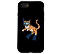 Divertente gatto che fa snorkeling con disegno di cartoni animati carino subacqueo Custodia per iPhone SE (2020) / 7/8