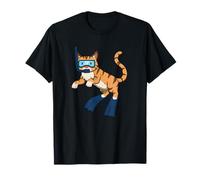 Divertente Gatto Che Fa Snorkeling con Disegno di Cartoni Animati Carino subacqueo Maglietta