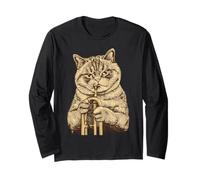 Divertente Gatto Che Gioca a Tromba umoristico Triste Gatti umoristici eccentrici strani Maglia a Manica