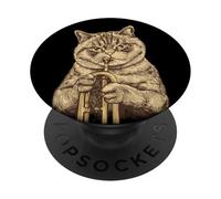 Divertente gatto che gioca a tromba umoristico triste gatti umoristici eccentrici strani PopSockets PopGrip Adesivo