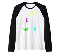 Divertente Gatto Che Gioca con Le Note Musicali Musicista Maglia con Maniche Raglan
