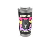 Divertente gatto che pensa troppo - Aspetta, fammi pensare troppo Bicchiere termico in acciaio inox doppia parete
