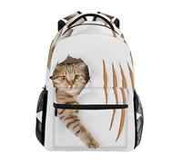 Divertente gatto con foro strappato Scratch zaino impermeabile scuola borsa a tracolla zaino palestra carino gattino animali borsa per computer portatile borsa da viaggio all'aperto per bambini