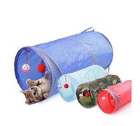 Divertente gatto dell'animale domestico Tunnel con le sfere 2 fori Cat gioco pieghevole gattino cane Giocattoli del cucciolo dell'animale domestico coniglio giocare al gatto Tunnel Forniture Blu