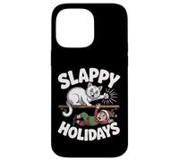 Divertente gatto di Natale Slappy Holidays carino Happy Holiday Custodia per iPhone 14 Pro Max
