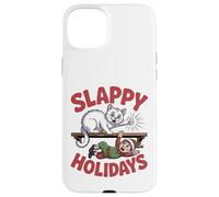 Divertente gatto di Natale Slappy Holidays carino Happy Holiday Custodia per iPhone 15 Plus